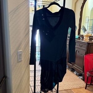 Angels Never Die  Black Long Sleeve Sweater Dress. Hi Low  Bottom